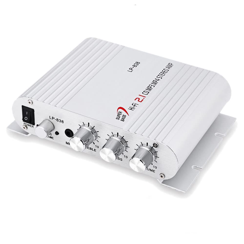 【在庫処分】PolarLanderパワーカーアンプHi-Fi 2.1 MP3ラジオオーディオステレオベーススピーカーブースタープレーヤー用バイクホーム電源プラグなし