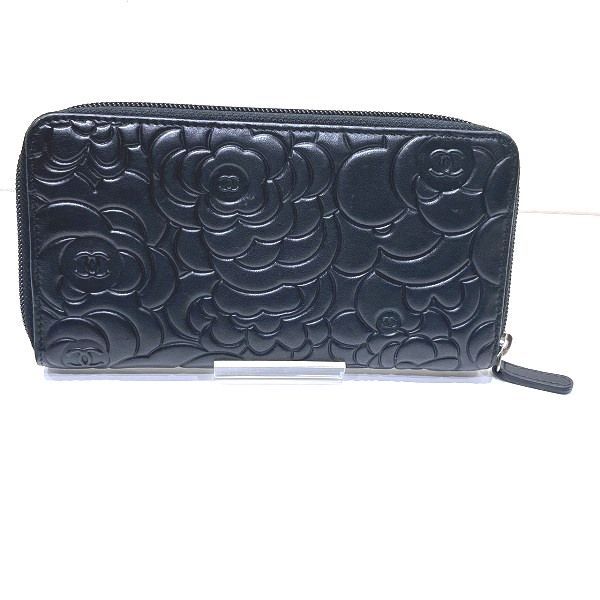 シャネル CHANEL カメリア ラウンドファスナー S金具 長財布 レディース