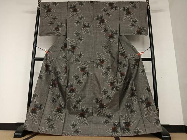 平和屋着物○本場大島紬 カタス9マルキ 枝花文 正絹 逸品 未使用  