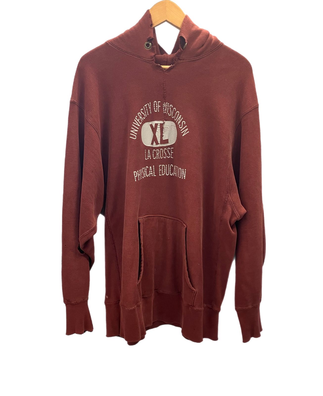 チャンピオン Champion 70s 70's 青単色タグ REVERSE WEAVWE リバースウィーブ WISCONSIN PHYSICAL EDUCATION 4段プリント XL パーカ ワインレッド LLサイズ 101MT-2832