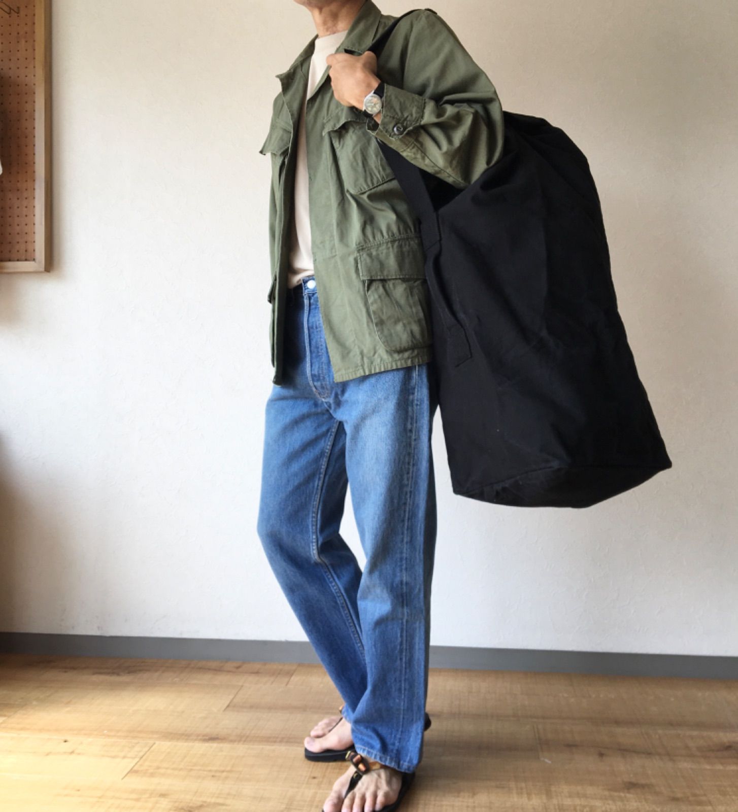 50’s Vintage French Army duffel bag フランス軍 ビンテージ ダッフルバッグ 大型 ボストンバッグ 黒染 デッドストック