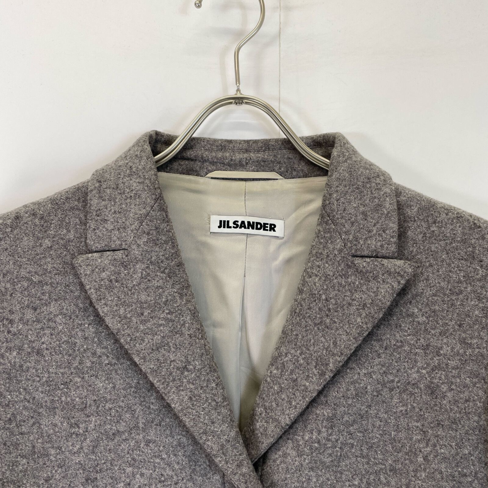 JIL SANDER ジルサンダー グレー アンゴラ混ウールチェスターコート 36