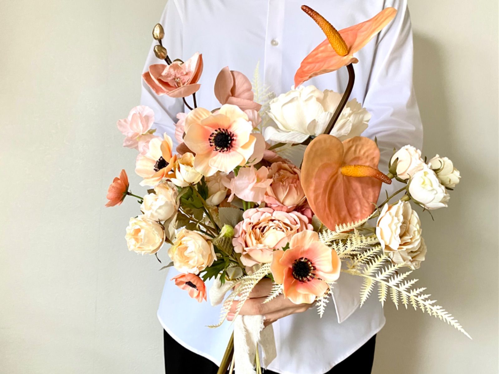 アーティフィシャルフラワー テラコッタ 造花ブライダルブーケ