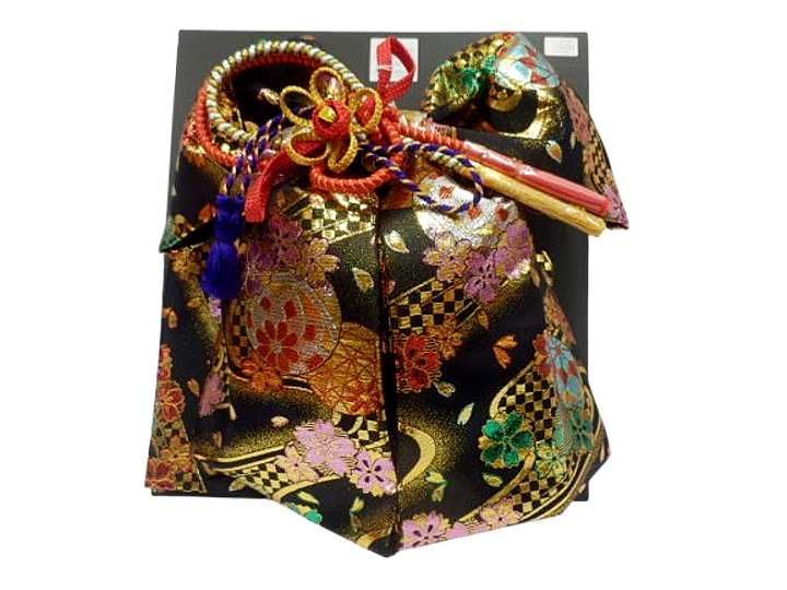 七五三 帯 はこせこ 7点 セット 絵羽柄 結び帯 7歳 七歳 結び帯 付け帯 御祝帯 作り帯 帯 はこせこ ハコセコ 箱迫 箱せこ 草履 バッグ ペアセット セット 女の子 子供 黒地 手毬 桜 柄 No.2