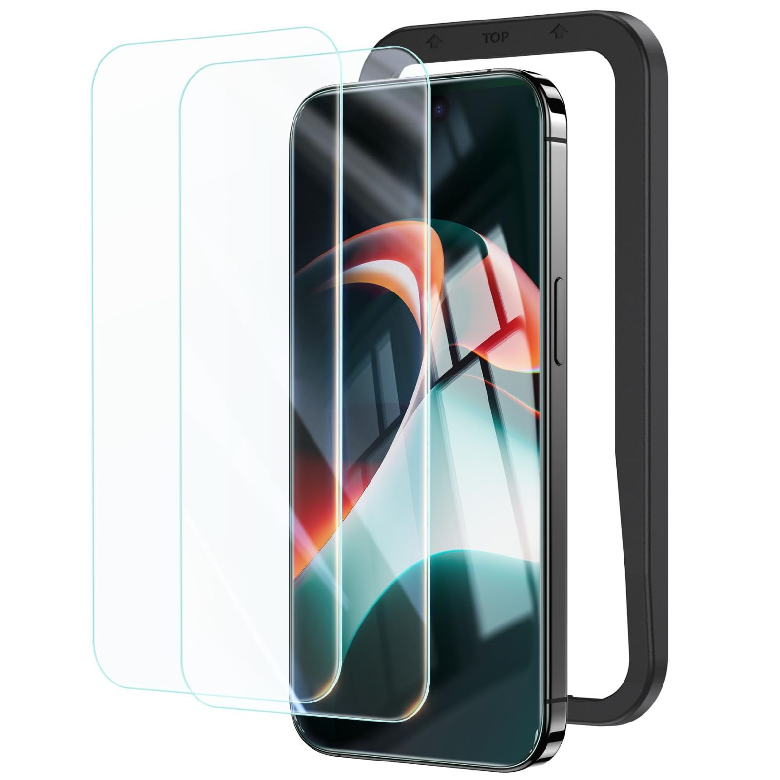 「葉緑素で目を守る」NIMASO ブルーライトカット iPhone15 Pro用 全面保護 ガラスフィルム 強化ガラス 保護フィルム 目の疲れ軽減 貼付け簡単 気泡ゼロ ガイド枠付き アイフォン 15 プロ 6.1インチ