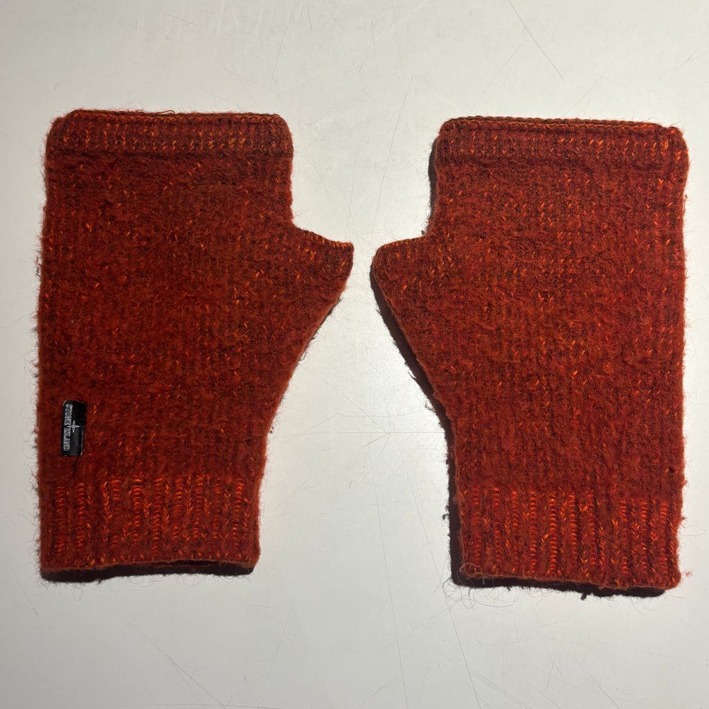 STONE ISLAND Shadow Project ストーンアイランド シャドウプロジェクト Brushed stretch wool-blend mittens フィンガーレスグローブ 手袋 7519N03A4 オレンジ 表参道A09