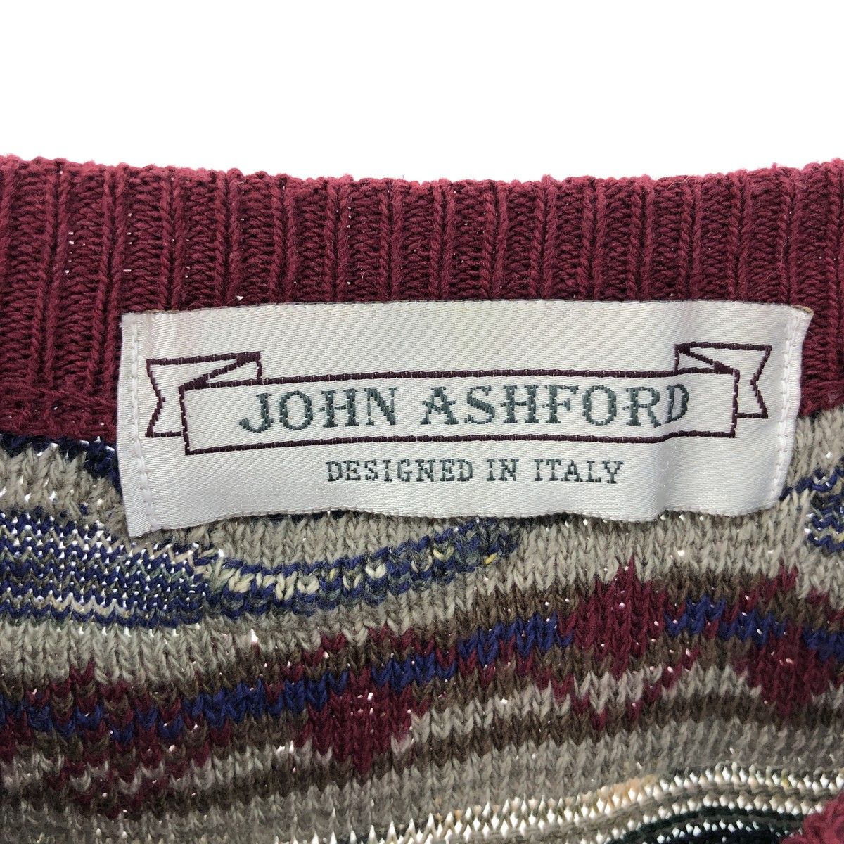 古着 90年代 ジョンアッシュフォード JOHN ASHFORD 総柄 3Dニット
