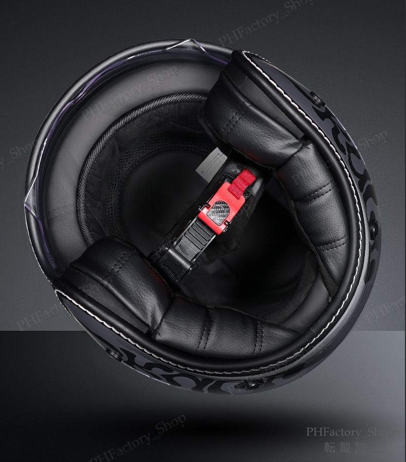 ジェットヘルメット ヴィンテージルック バイクヘルメットレトロ DOT認証 フェイスヘルメット 耐久性 安全性 通気性 男女兼用 ブラック A149 FFCRYSTALESIA_COM