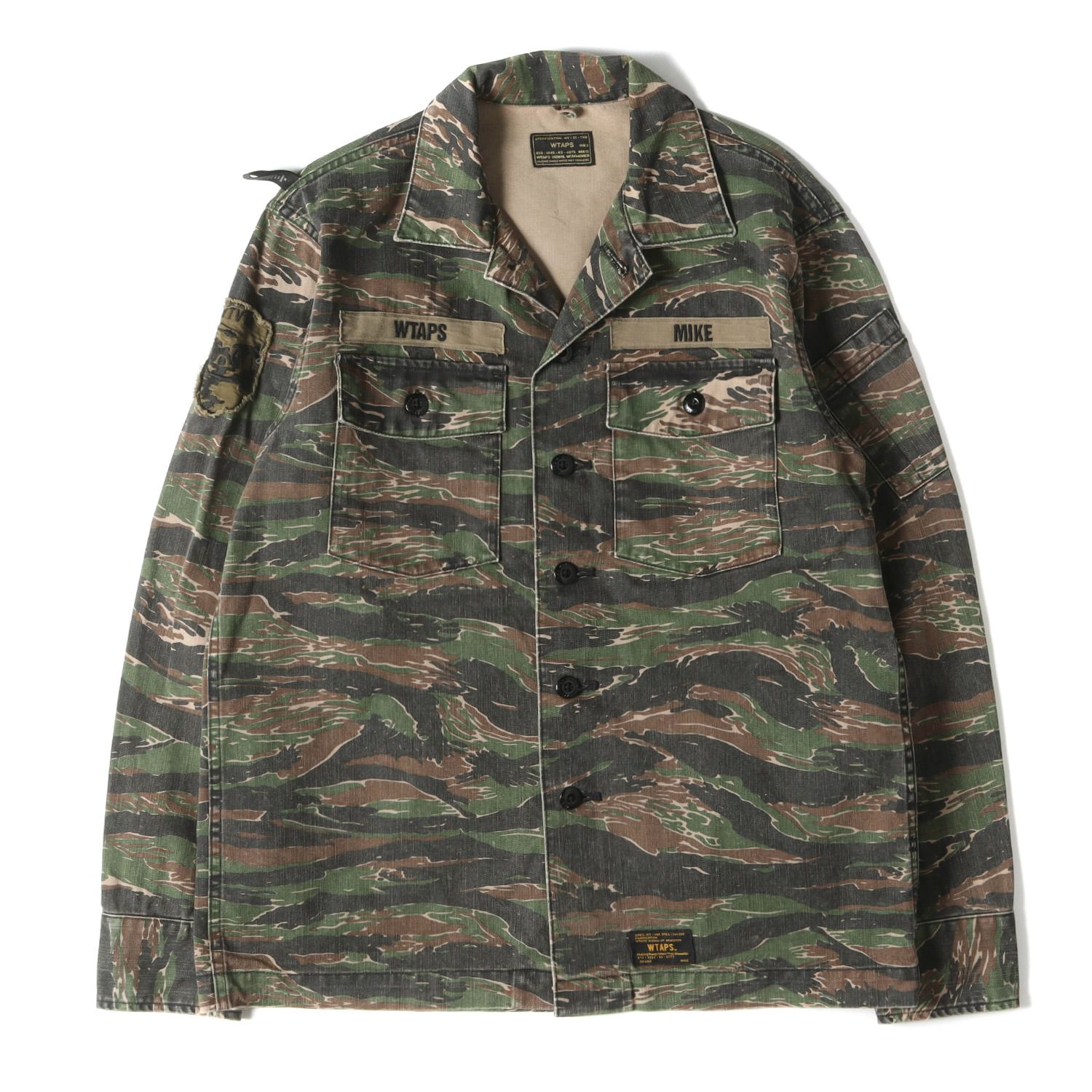 美品 WTAPS ダブルタップス シャツ サイズ:M タイガーカモ ミリタリーシャツ 長袖 BUDS LS 02 17SS タイガーストライプ トップス カットソー カジュアルシャツ カジュアル ストリート ブランド