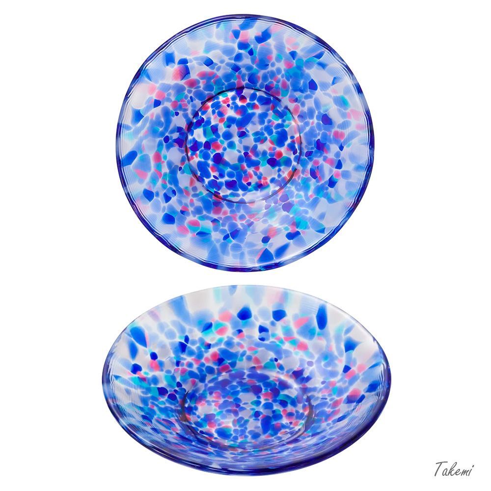 津軽びいどろ 色色豆皿 夏海 1個 いろいろまめざら 10cm 小皿