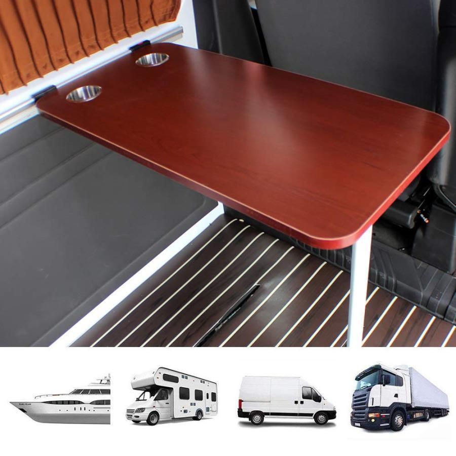 Rvキャンピングカー用のダイニングテーブル 2カップスロット付き丸型RVテーブル キャンピングカー ボート キャラバン バン キャンピングカー用家具インテ