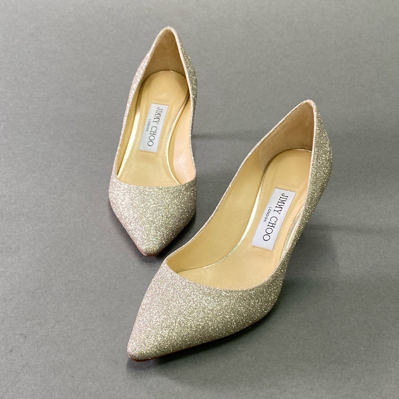 2f23 《美品》 JIMMY CHOO ジミーチュウ グリッター ラメパンプス 36 