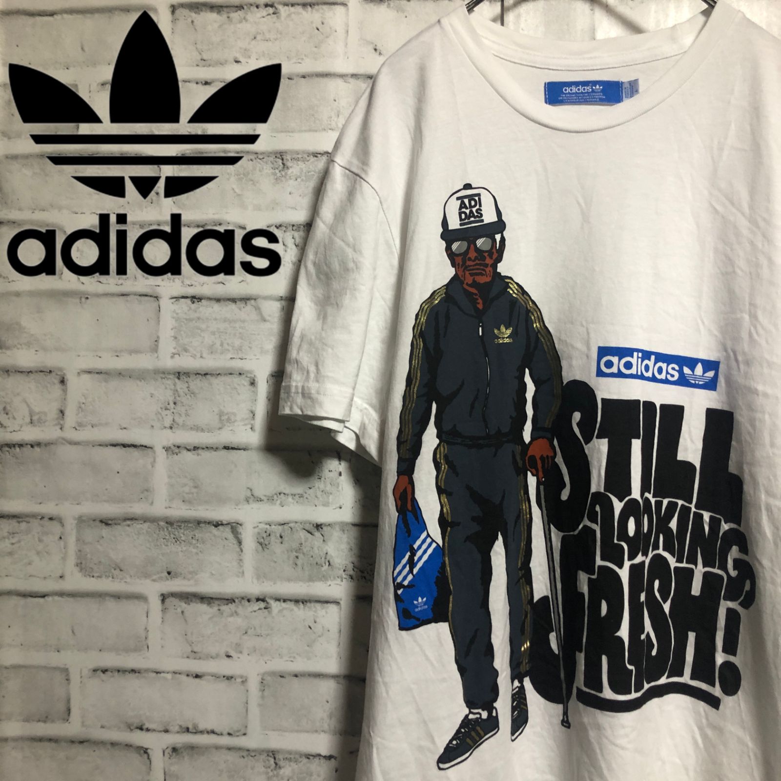 希少デザイン⭐️adidas STILL LOOKING FRESH Tシャツ ホワイト L トレファイルロゴ vintage