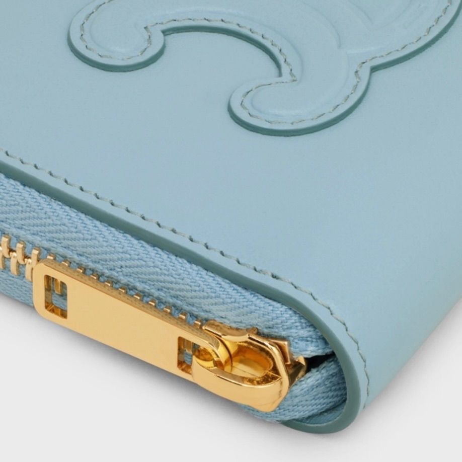 【CELINE】セール！コンパクトジップウォレット Califomia Blue 新品 CELINE セリーヌ コンパクト ジップウォレット トリオンフ
