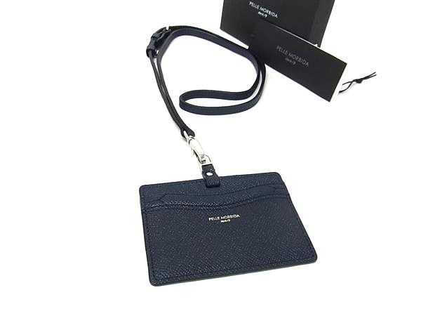 PELLE MORBIDA ペッレモルビダ デッキナイン レザー IDケース ネックストラップ カードケース ネイビー系 BM5920