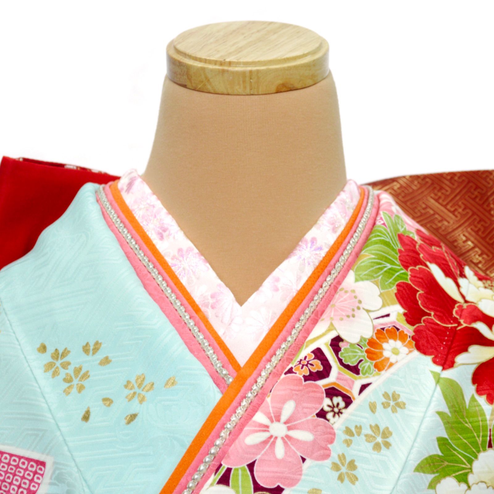 美品》正絹 振袖フルセット M〜LLサイズ 成人式 金駒刺繍 水色地 古典