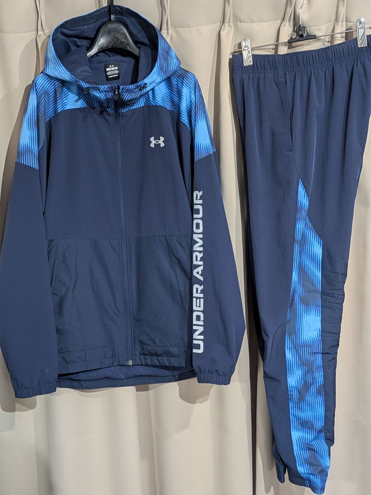 アンダーアーマー UNDER AUMOUR STORM ウィンドブレーカー ジャケット パンツ 上下 セットアップ M ネイビー