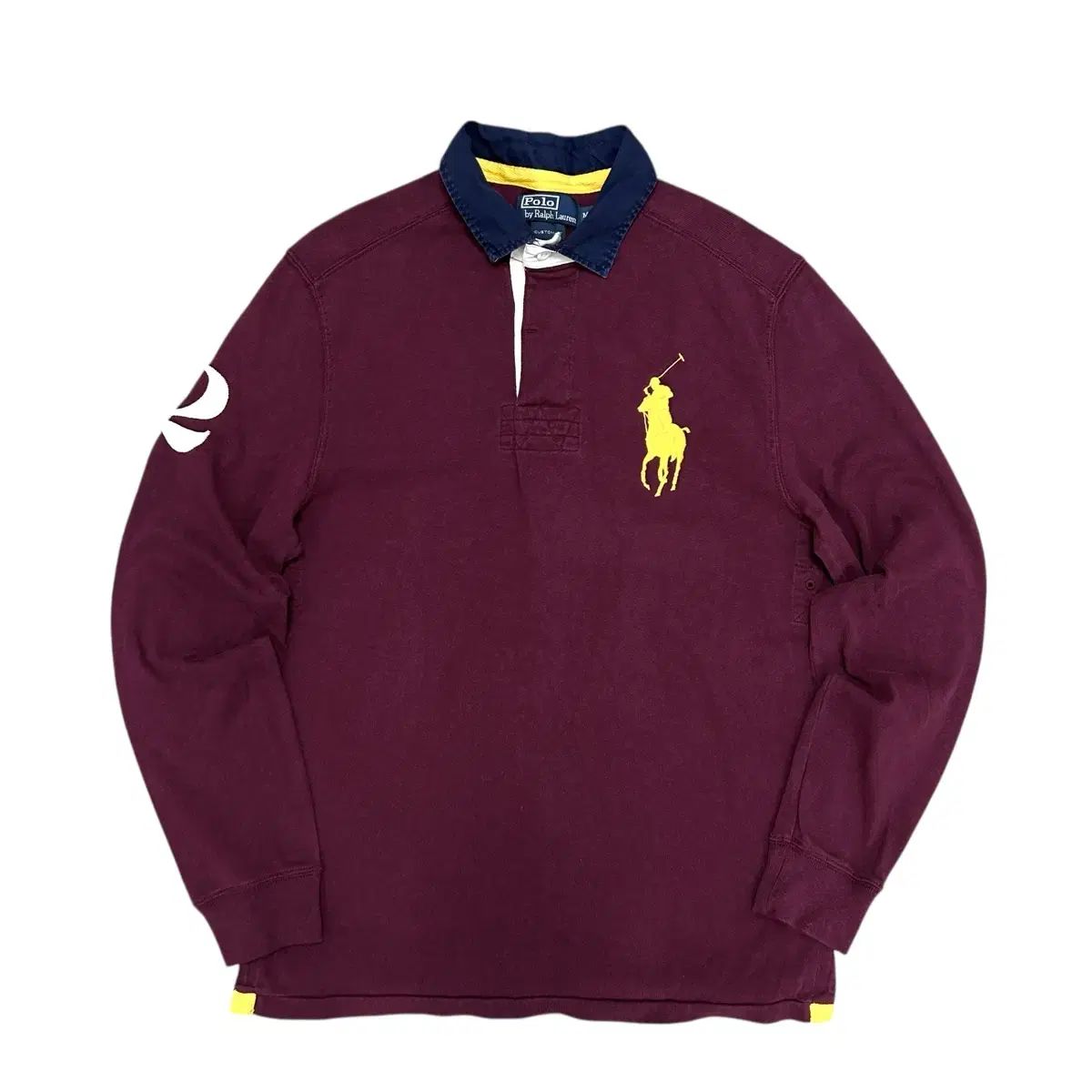 ポロ バーガンディー ビックポニー ラグビーシャツ M