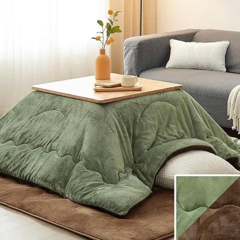 在庫セール VK Living こたつ布団 正方形 単品185×185cm 中綿1.5kg SUPER HOT 発熱綿使用 LockHeat速暖発熱繊維 撥水加工 ポケット付き フィットキルト こたつ掛け布団 リバーシブル 両面使える フランネル 2 1