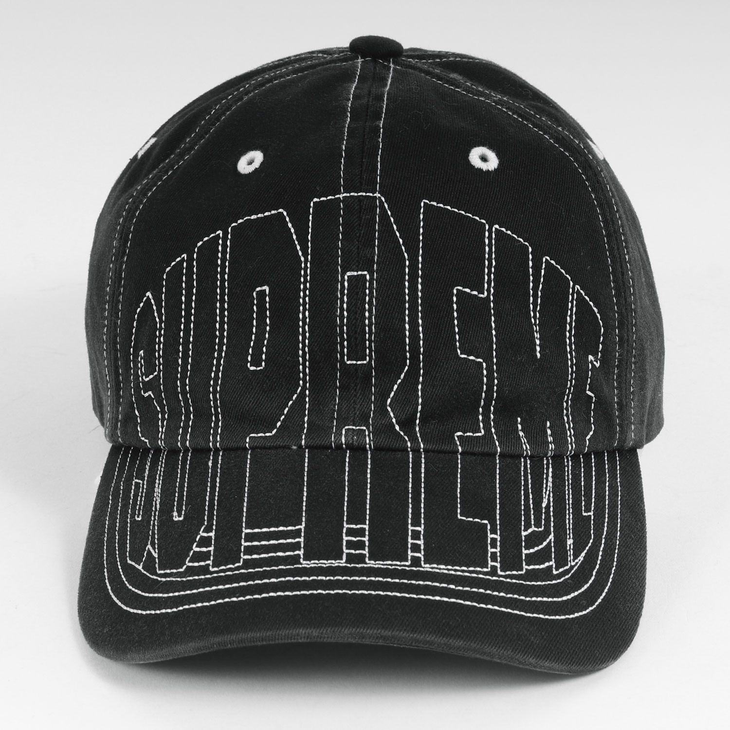 美品 Supreme シュプリーム キャップ 23SS ステッチロゴ 6パネル キャップ Visor Stitch 6-Panel ブラック 黒 帽子  ブランド