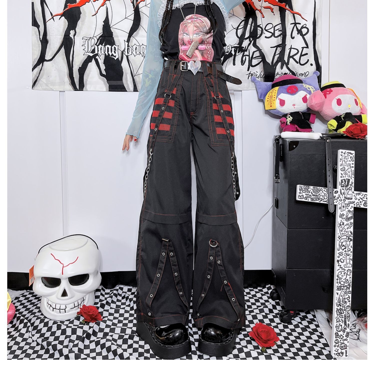 Y2K千禧ファッション 美式暗黒パンツ