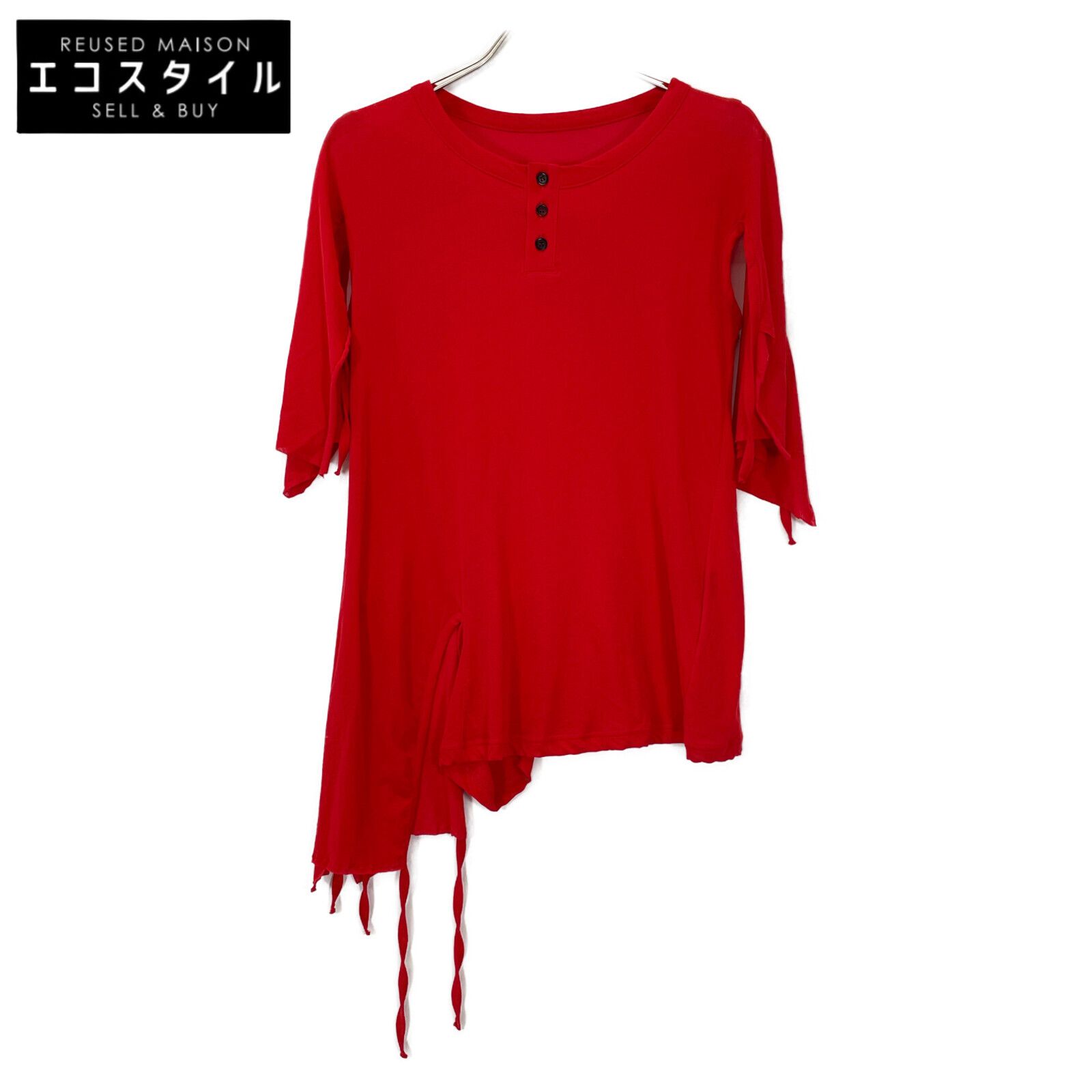 Yohji Yamamoto ヨウジヤマモト 22SS FG-T72-990 ﾚｯﾄﾞ COSMORAMA PLAIN STITCH DESIGN HEM PO 2
