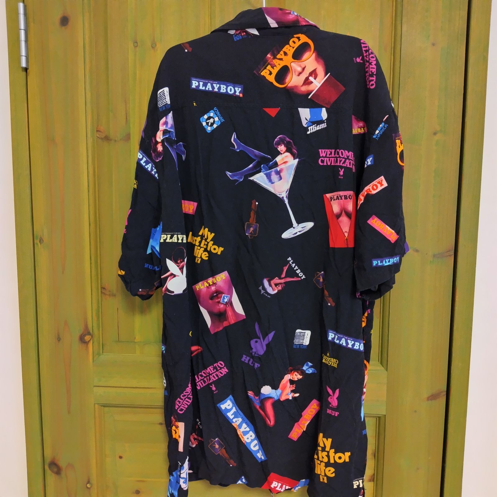 PLAYBOY プレイボーイ HUF ハフ シャツ レーヨンシャツ 開襟
