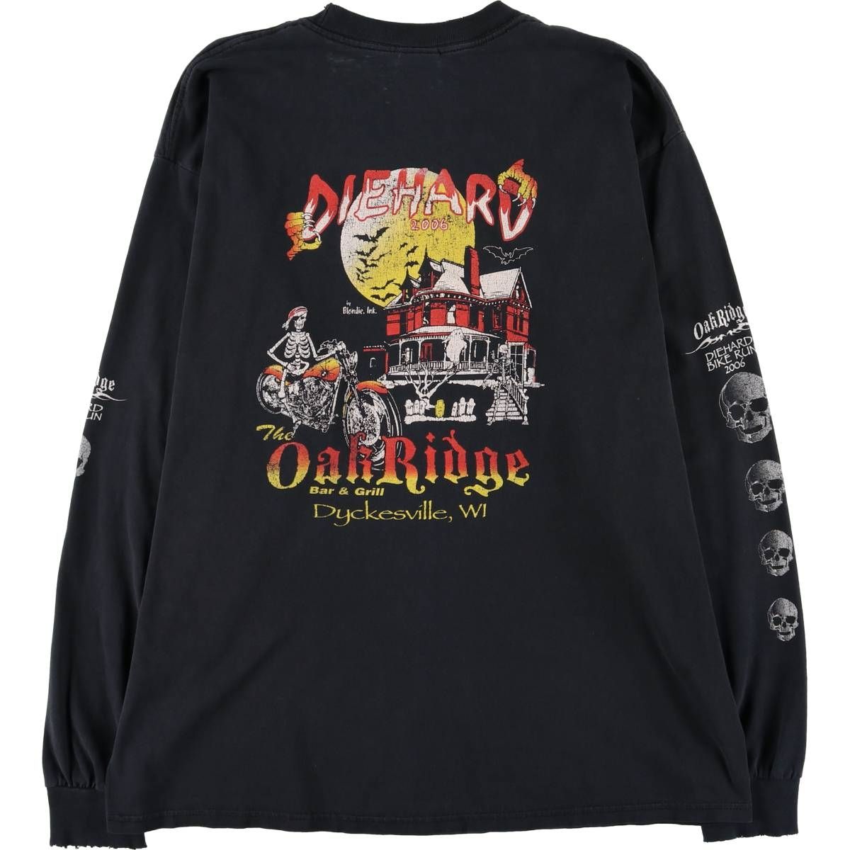 古着 00年代 ギルダン GILDAN ドクロ柄 スカル柄 スパイダー ロングTシャツ ロンT メンズXL相当 eaa580514