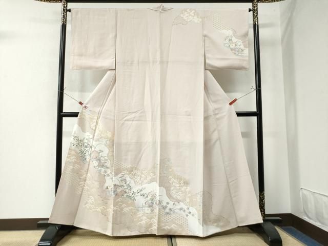 平和屋着物●訪問着 7マルキ 間道 正絹 CAAW8262yc