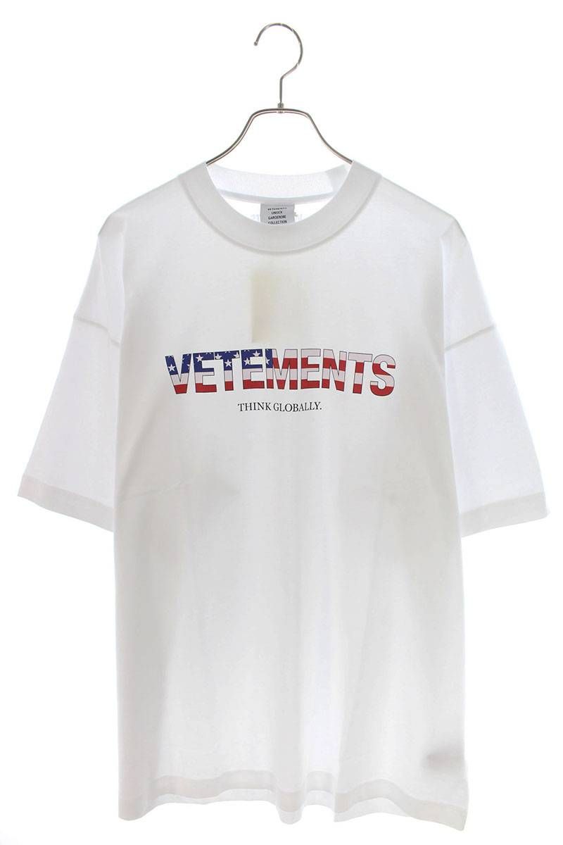 通販在庫ヴェトモン 21AW UA52TR280A アメリカロゴTシャツ S Tシャツ/カットソー(半袖/袖なし)