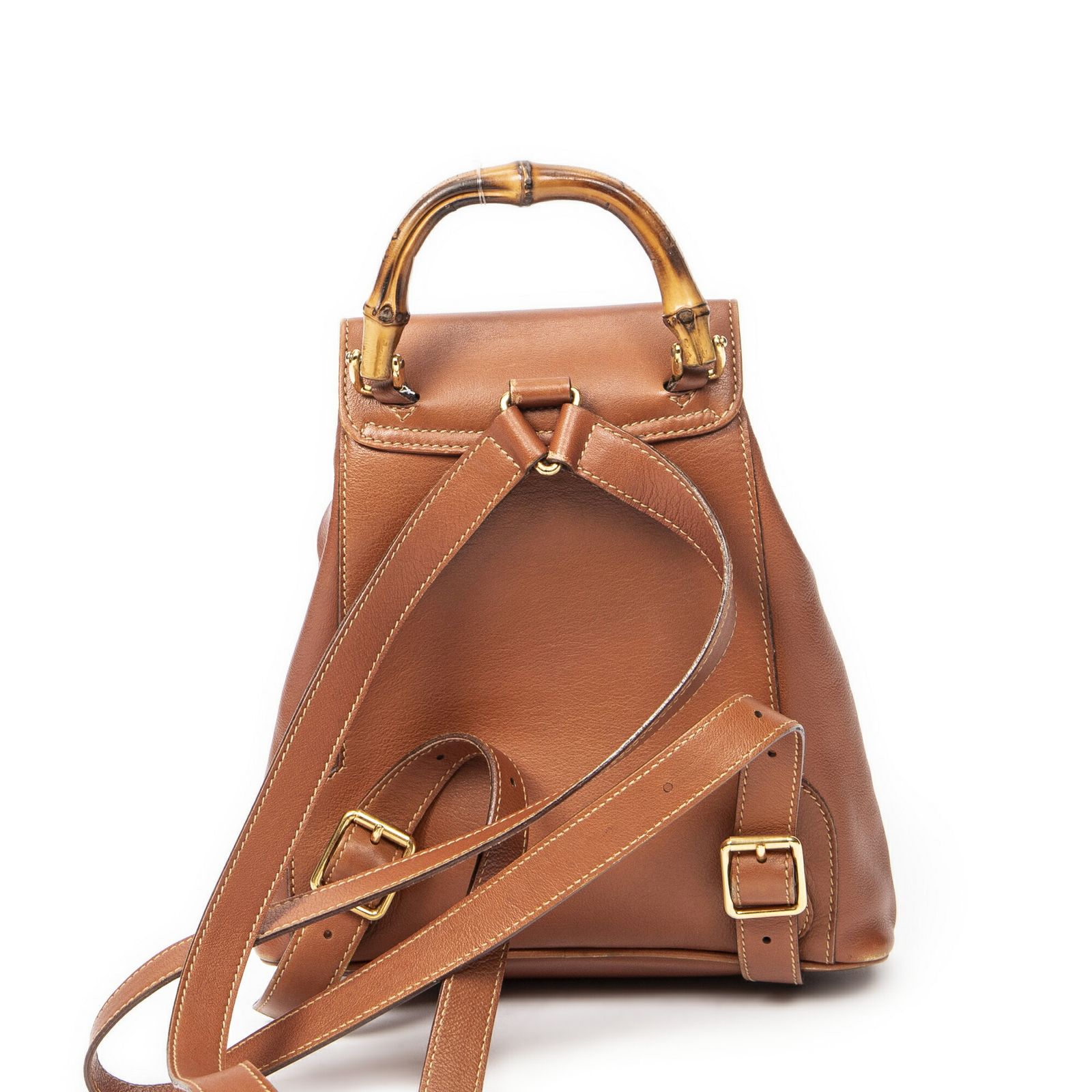 GUCCI グッチミニバンブーリュックサック茶色カーフスキンレザーAB