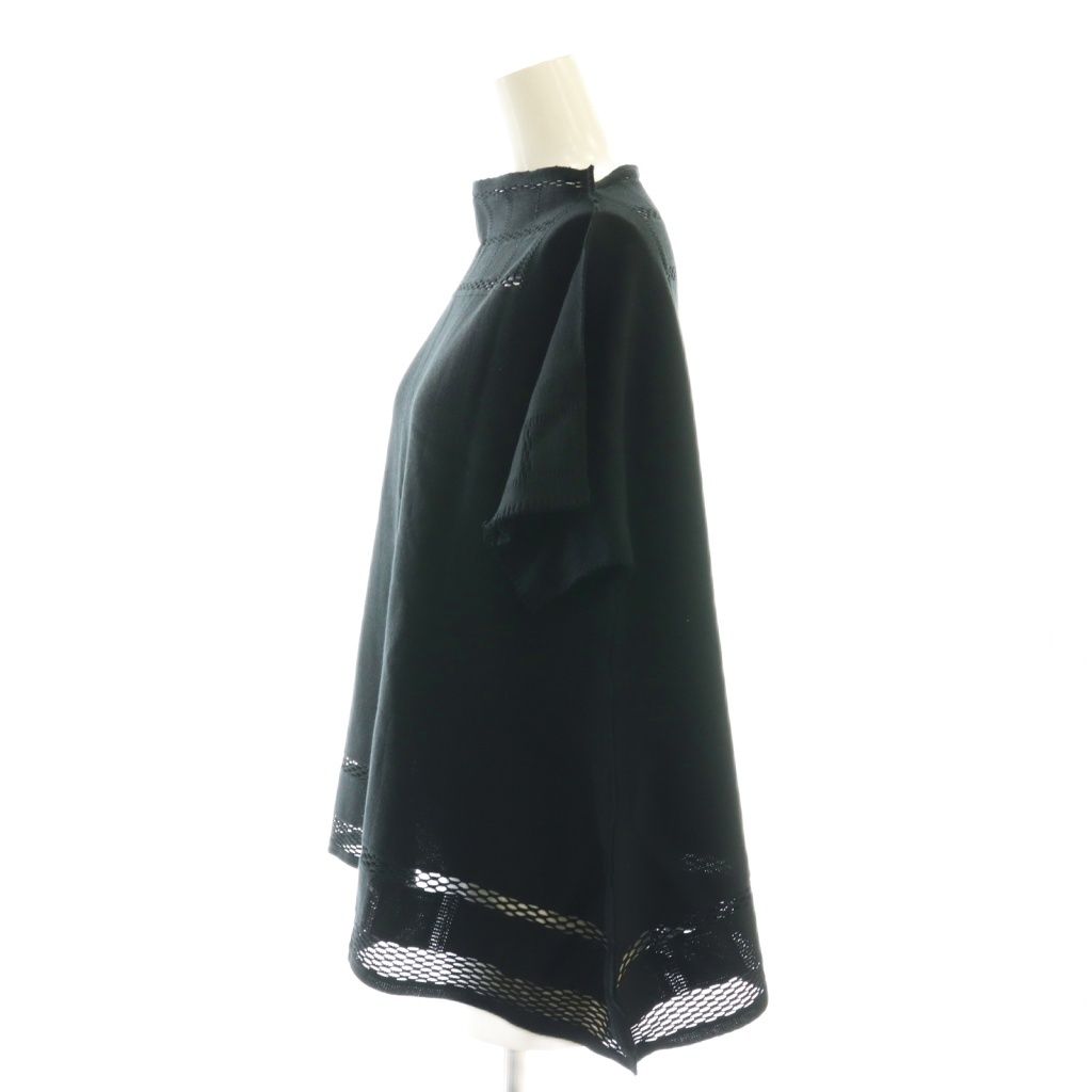 【me ISSEY MIYAKEミーイッセイ ミヤケ】黒ポケット付き半袖ブラウス イッセイミヤケ ISSEY MIYAKE A-POC 半袖ニット セーター 2 黒