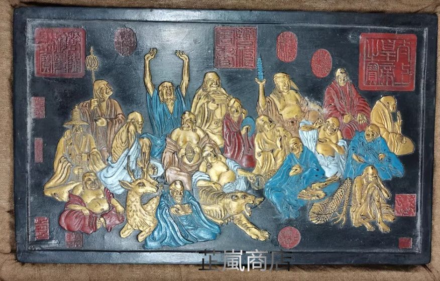 黒墨塊 墨条 十八羅漢 書道具 文房具 工芸品 美術品 置物 【公式通販】
