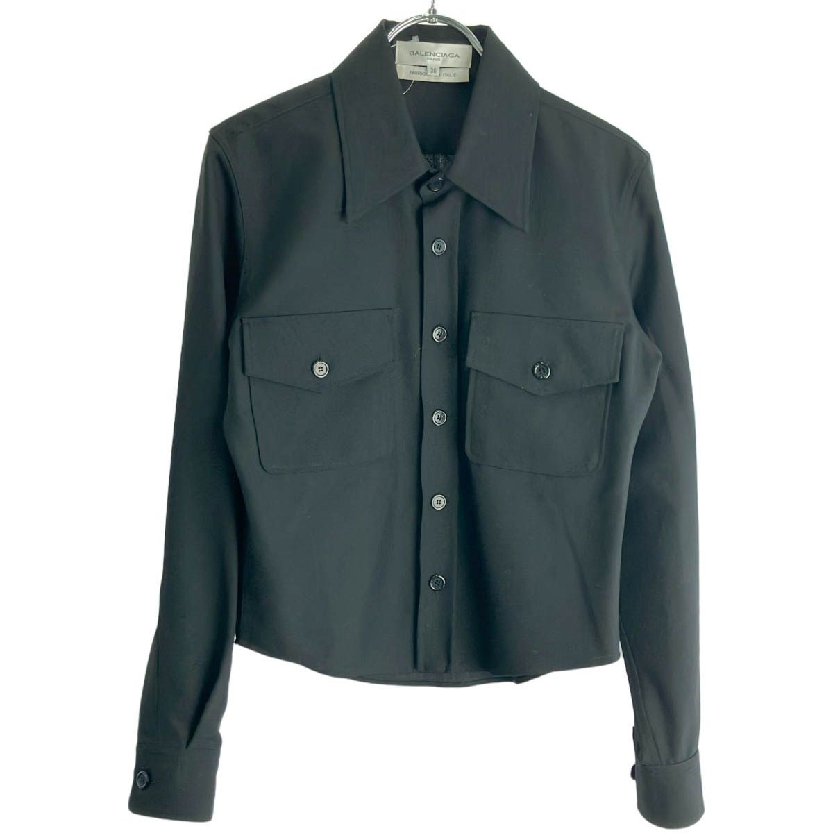 BALENCIAGA バレンシアガ ヴィンテージウールショートシャツ ブラック  