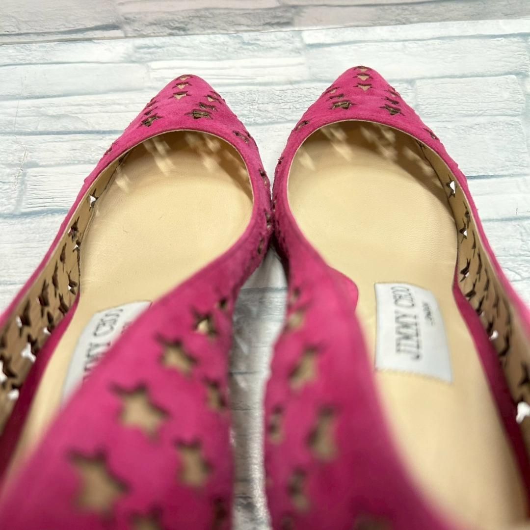 美品】JIMMY CHOO ハイヒール パンチング 星 ピンク スエード 35.5 (24