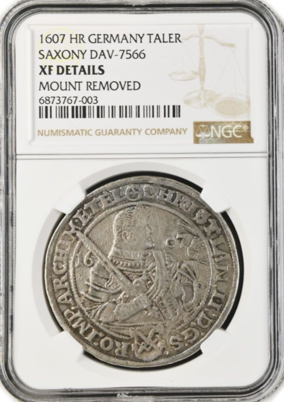 1607 HR German States Saxony Three Brothers Taler Silver DAV-7566 NGC XF Details