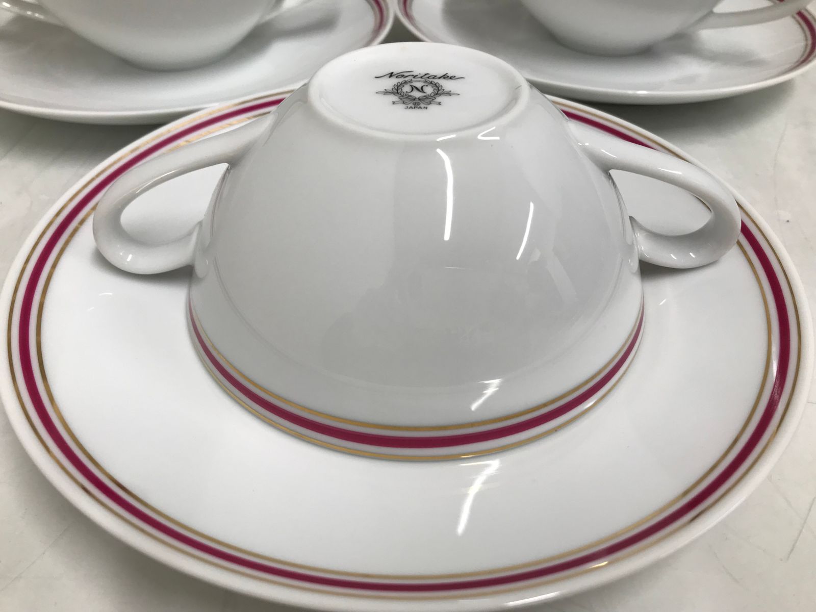 Noritake ノリタケ スープカップ ＆ ソーサー 3客セット レトロ
