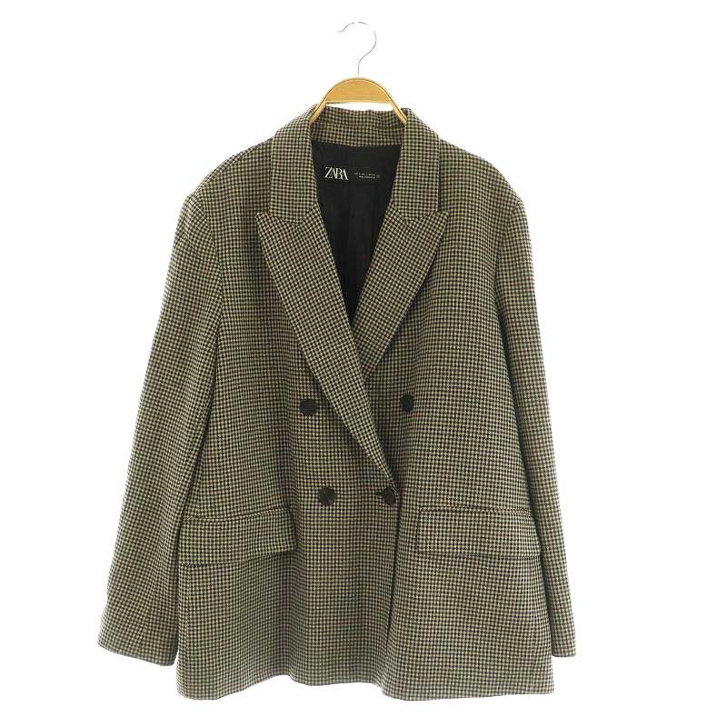 新品　ZARA チェック柄ダブルブレストスーツ　128 ザラ ZARA チェック ダブルブレストテーラードジャケット 総裏地