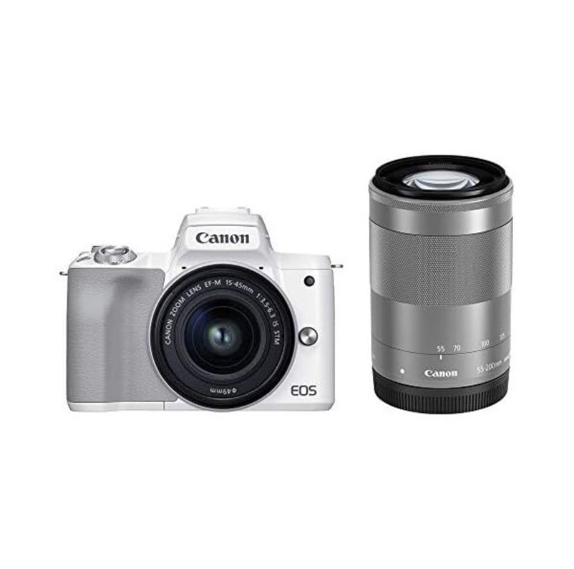 【美品】キヤノン EOS Kiss M レンズキット ホワイト(箱付き) EOS Kiss キヤノン Canon ミラーレス一眼 M レンズキット