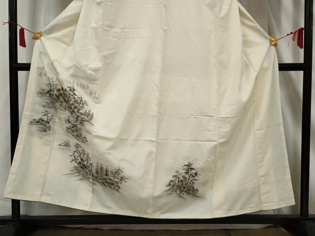 平和屋着物○訪問着 作家物 紬地 手描き 希少柄 猫 正絹 逸品