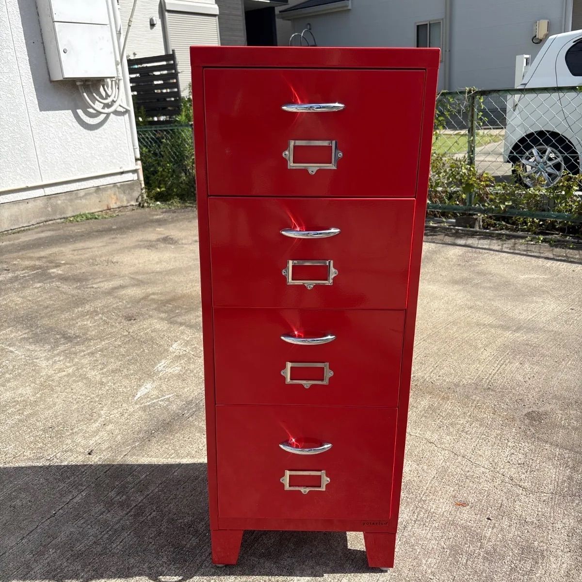 ?4段スチールキャビネット potarico ポタリコ 赤 RED 書類収納 小物入れ アメリカン デザイン家具 モダン 海外風 アンティーク レトロ アメリカン