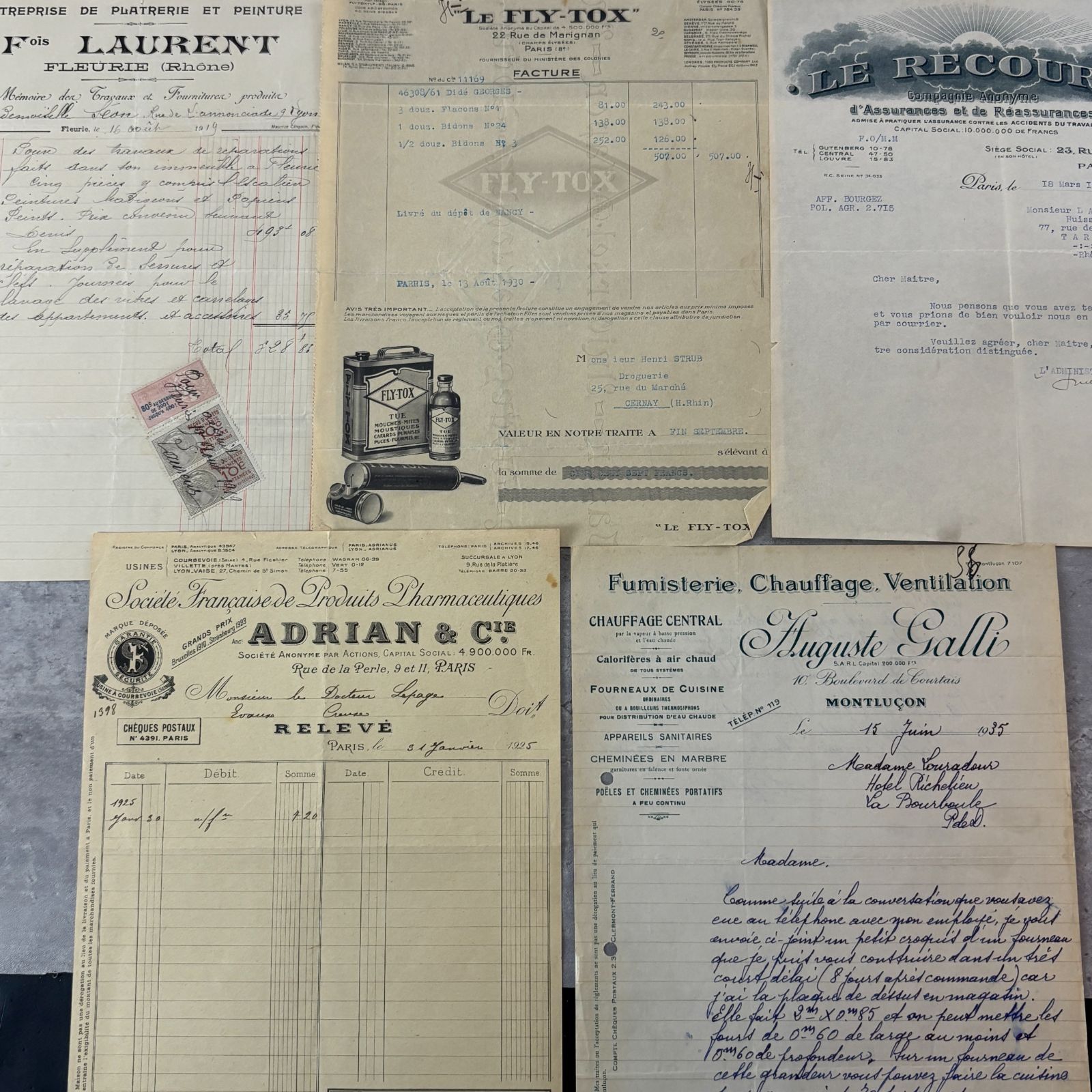 30枚 1900年〜 アンティーク 紙ものフランス 伝票類 領収書