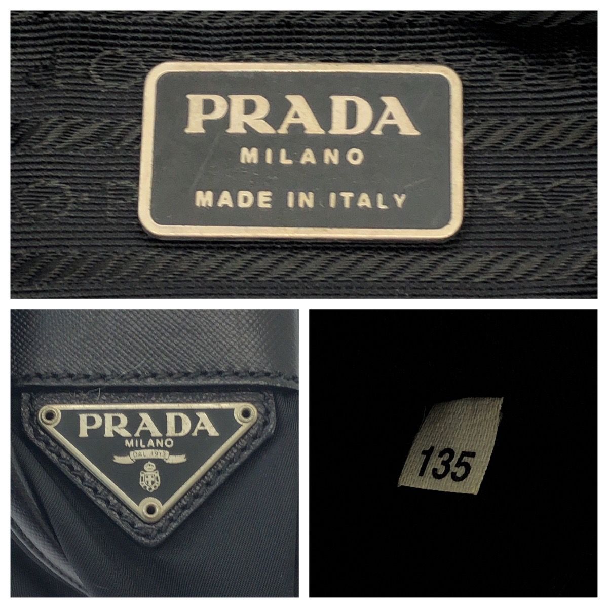 美品 PRADA プラダ テスート 三角ロゴプレート ブラック 黒