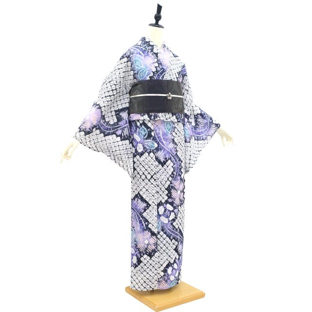 夏物単衣◆未使用同然◆有松鳴海絞り◆正絹◆総手絞り◆仕付け糸◆裄67丈160.5 夏物単衣◇未使用同然◇有松鳴海絞り◇正絹◇総手