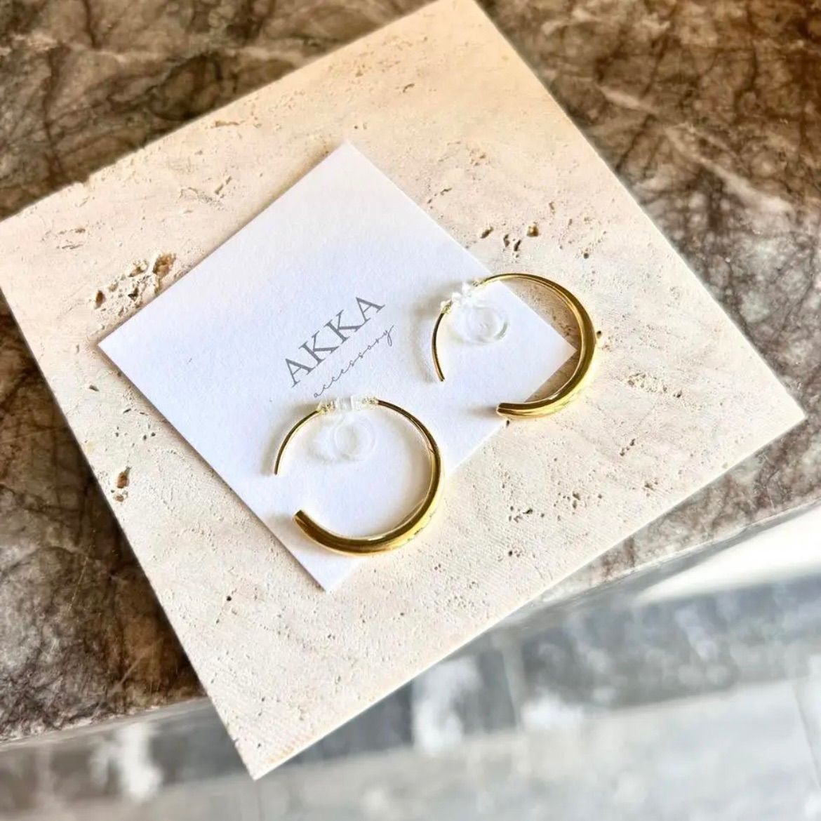 Gold foop earrings ゴールド シンプル フープイヤリング 痛くない