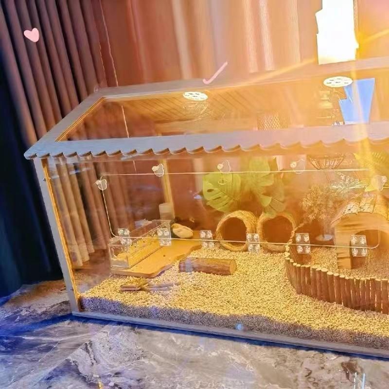 ハムスターケージ 小動物用ケージ 鳥かご 60*39*45 オシャレ 大型 大空間 シンプル クリア 観察しやい 鉄檻 アクリル 通気性 掃除しやい 天板扉 正面扉 ハムスターケージ 小動物用ケージ 鳥かご 60*39*45 オシャレ 大型 大