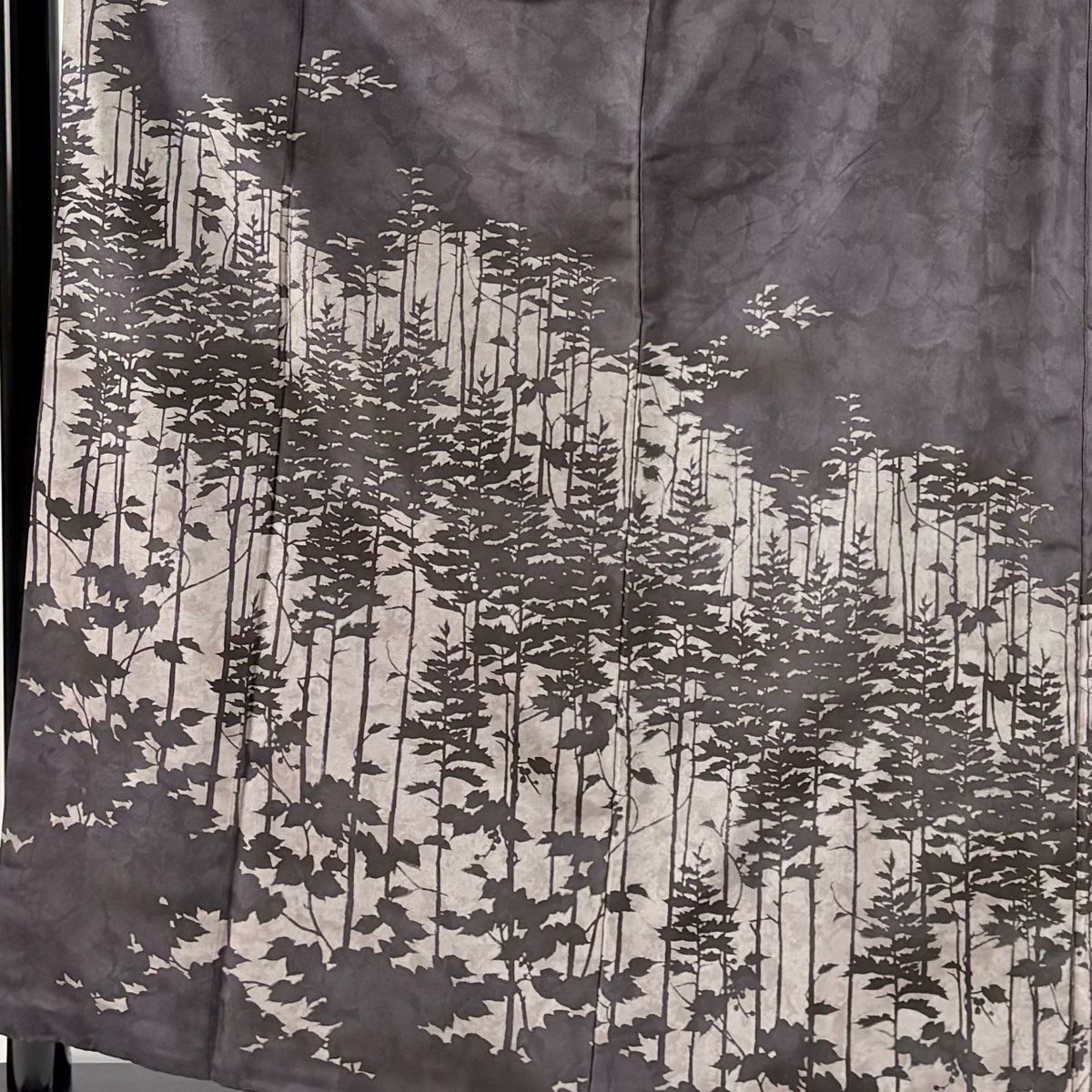 訪問着 身丈159.5cm 裄丈65cm M 袷 紬地 落款 樹木 蔦 焦茶色 正絹 秀品