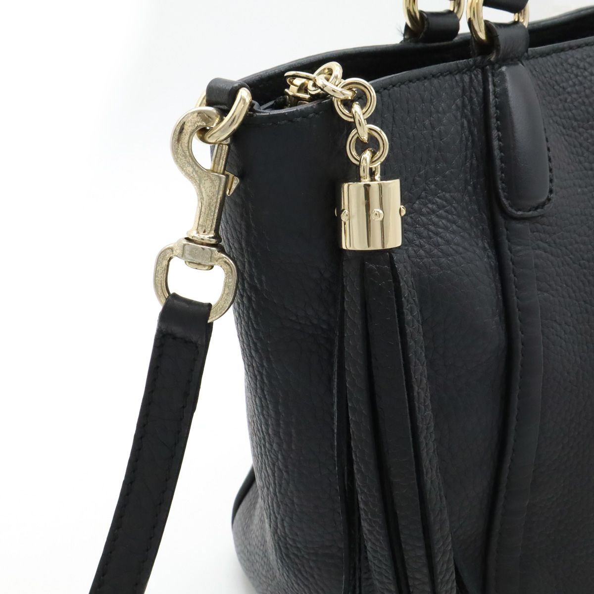 グッチ GUCCI ソーホー トートバッグ ショルダーバッグ フリンジ 黒 GUCCI（グッチ） （美品）グッチ ソーホーショルダー バッグ 黒 レザー