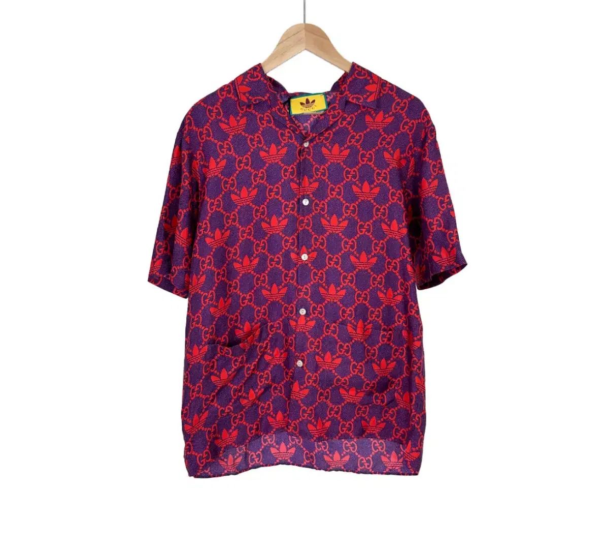 46 Gucci GUCCI(グッチ) x adidas(アディダス) GG モノグラム ボーリング シルク 半袖 シャツ