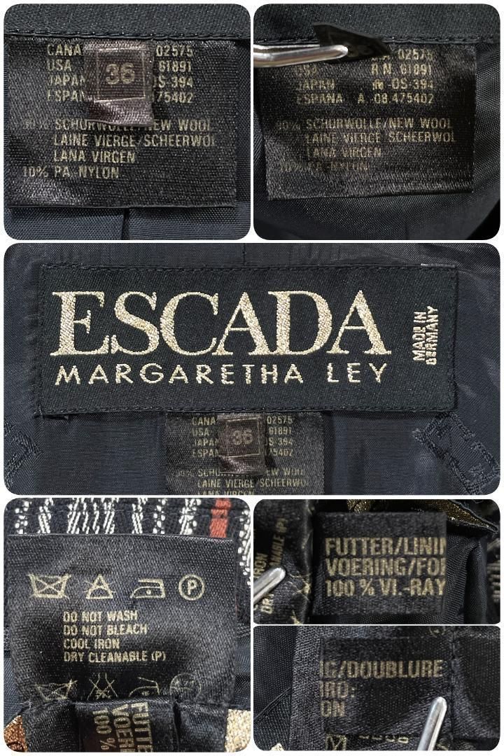 ✨極美品✨ ESCADA 金ボタン ウール ストライプ テーラード